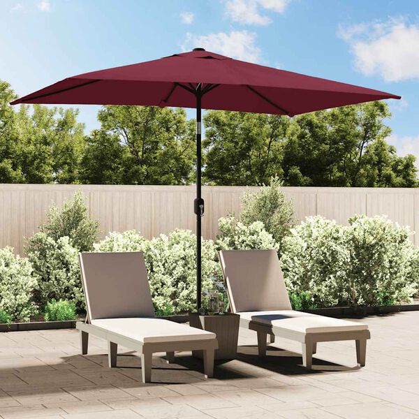 vidaXL Parasol d'ext&eacute;rieur avec m&acirc;t en m&eacute;tal 300x200 cm rouge bordeaux