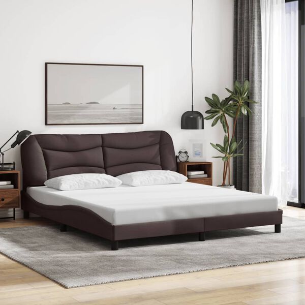vidaXL Cadre de lit sans matelas Hvar marron foncé 180x200 cm tissu