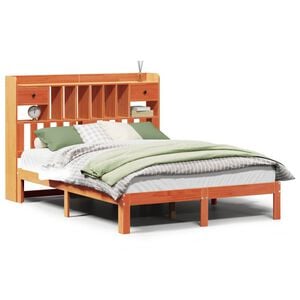 vidaXL Lit biblioth&egrave;que sans matelas cire marron 135x190 cm pin massif