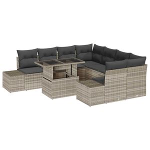 vidaXL Ensemble de canap&eacute; de jardin 9 pcs Gris clair et gris fonc&eacute;