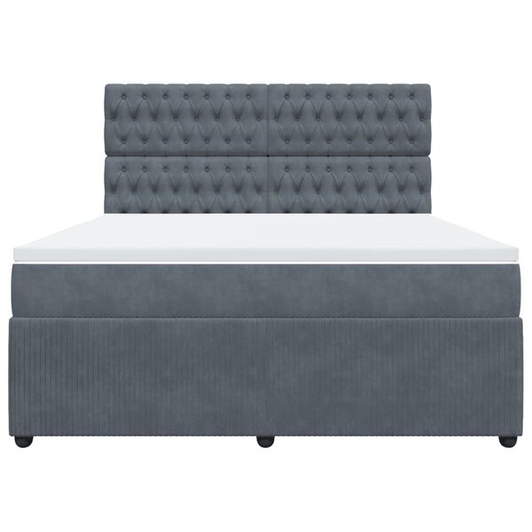vidaXL Sommier &agrave; lattes de lit et matelas Gris fonc&eacute; 180x200cm Velours
