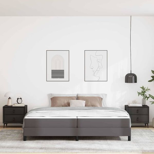 vidaXL Cadre de lit avec matelas Gris 200 x 200 cm tissu