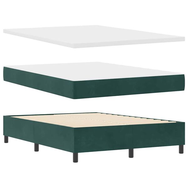 vidaXL Lit à ressorts avec matelas Vert foncé 140 x 190 cm Velours