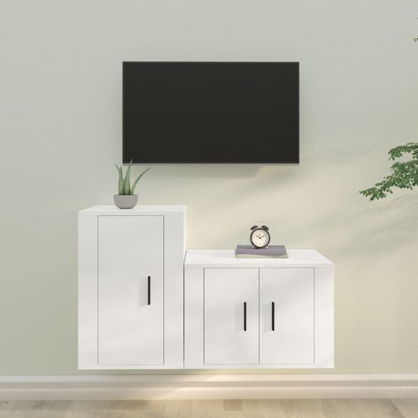 vidaXL Ensemble de meubles TV 2 pcs Blanc Bois d'ingénierie