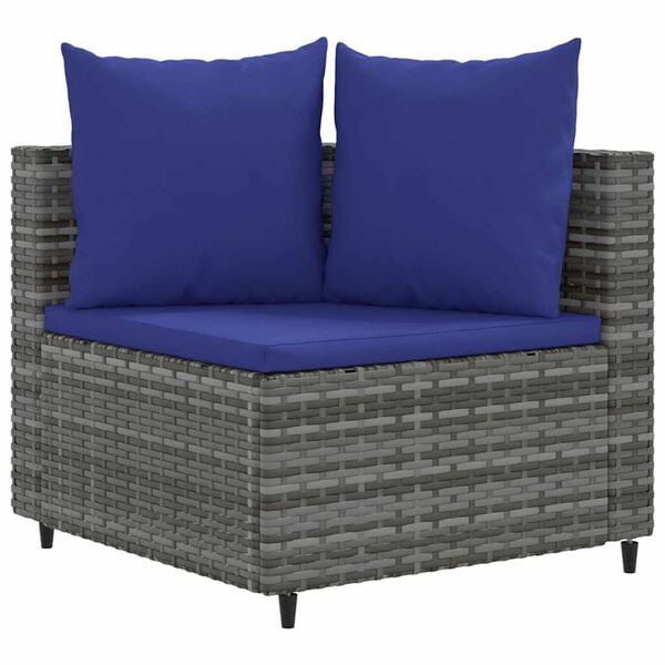 vidaXL Salon de jardin 5 pcs avec coussins gris r&eacute;sine tress&eacute;e