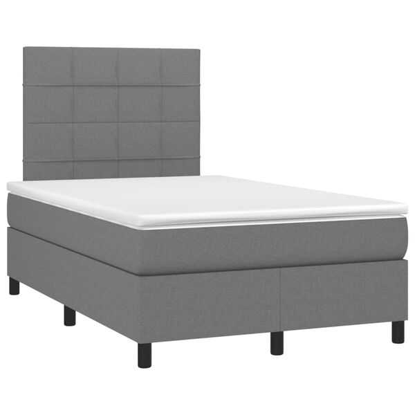 vidaXL Sommier &agrave; lattes de lit avec matelas gris fonc&eacute; 120x190cm tissu