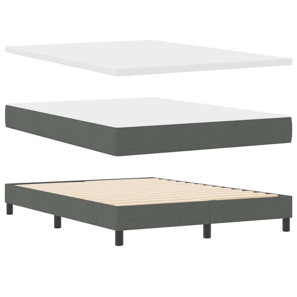vidaXL Lit &agrave; ressorts avec matelas Gris fonc&eacute; 140 x 190 cm tissu