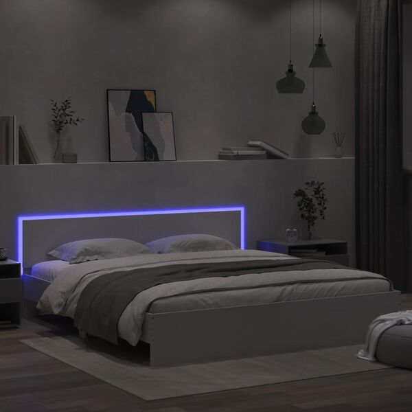 vidaXL Cadre de lit avec LED sans matelas blanc 180x200 cm