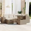 vidaXL Salon de jardin avec coussins 7 pcs beige r&eacute;sine tress&eacute;e