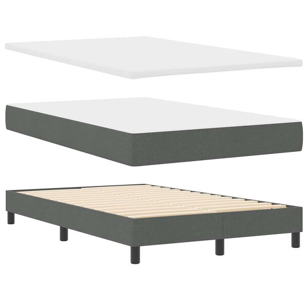 vidaXL Lit &agrave; ressorts avec matelas Gris fonc&eacute; 120 x 200 cm tissu
