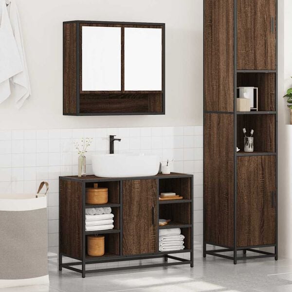 vidaXL Ensemble de meubles de salle de bain 2 pcs Chêne marron