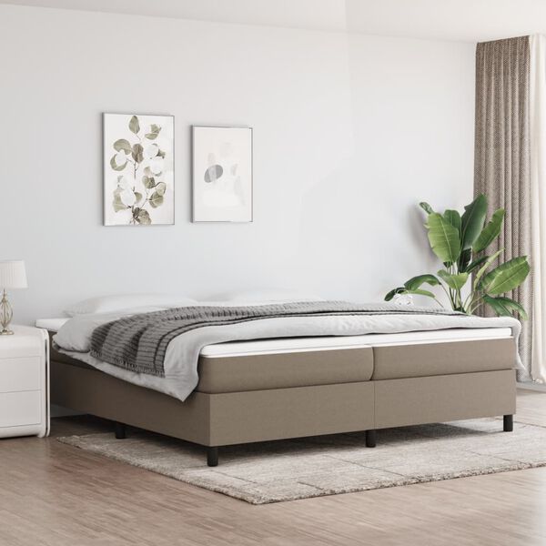 vidaXL Cadre de lit &agrave; ressorts taupe 200x200 cm tissu