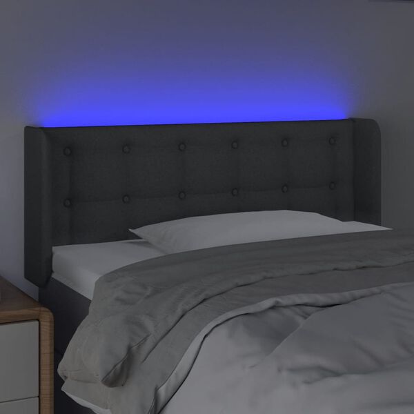 vidaXL Tête de lit à LED Gris foncé 103x16x78/88 cm Tissu