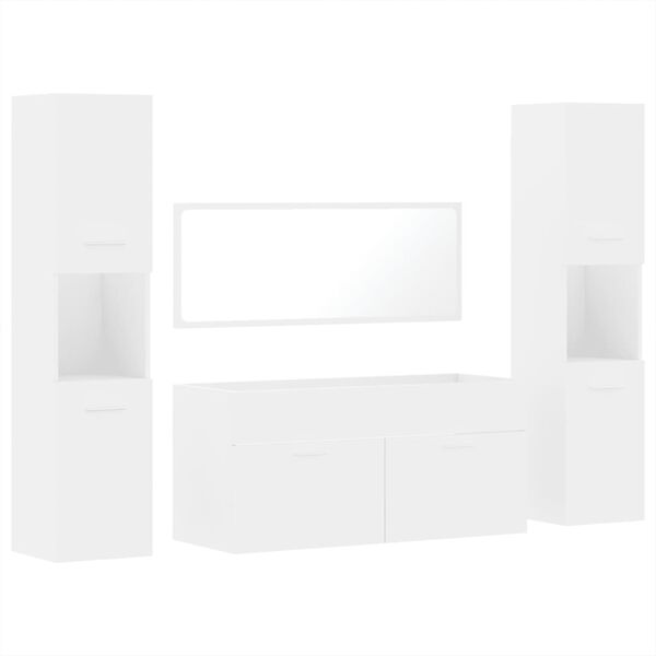 vidaXL Ensemble de meubles salle de bain 4 pcs blanc bois d'ing&eacute;nierie
