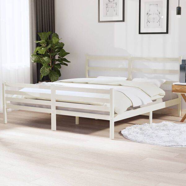 vidaXL Cadre de lit sans matelas blanc bois massif