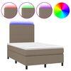 vidaXL Sommier &agrave; lattes de lit matelas et LED taupe 120x190 cm tissu