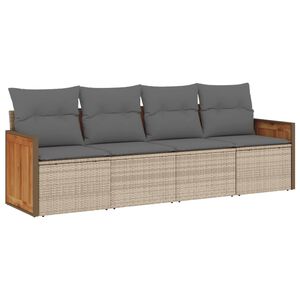 vidaXL Salon de jardin avec coussins 4 pcs beige r&eacute;sine tress&eacute;e