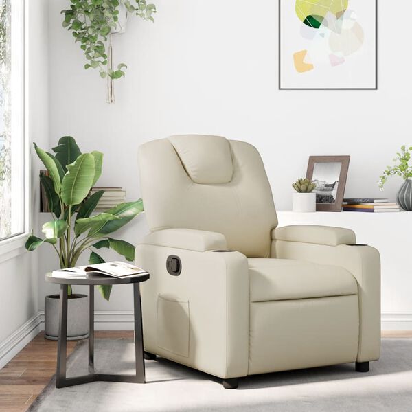 vidaXL Fauteuil inclinable en similicuir cr&egrave;me