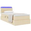 vidaXL Lit avec rangement et LED avec matelas Cr&egrave;me 90 x 190 cm tissu