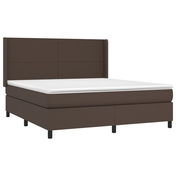 vidaXL Sommier &agrave; lattes de lit matelas LED Marron 180x200cm Similicuir
