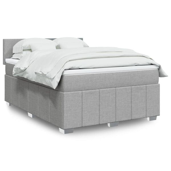 vidaXL Sommier &agrave; lattes de lit avec matelas Gris clair 160x200cm Tissu