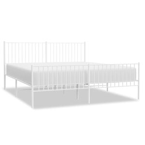 vidaXL Cadre de lit m&eacute;tal sans matelas et pied de lit blanc 183x213 cm