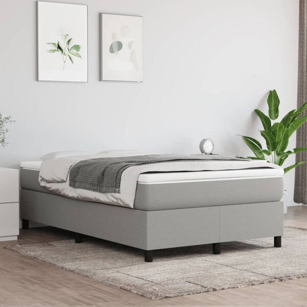 vidaXL Sommier &agrave; lattes de lit et matelas gris clair 120x190 cm tissu