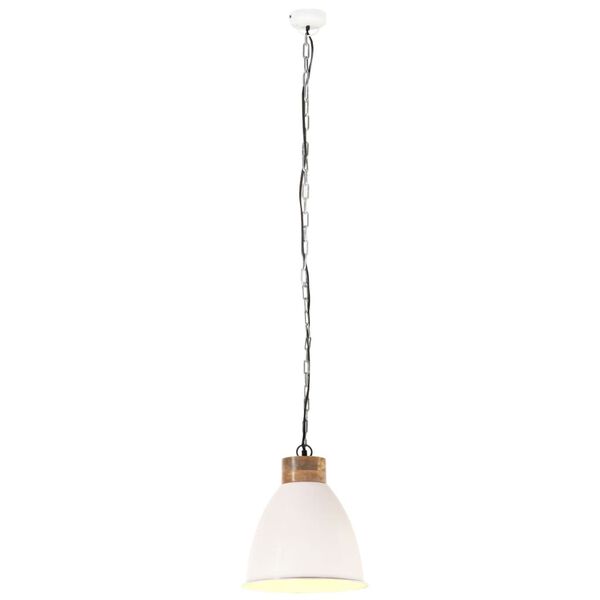 vidaXL Lampe suspendue industrielle Blanc Fer et bois solide 35 cm E27