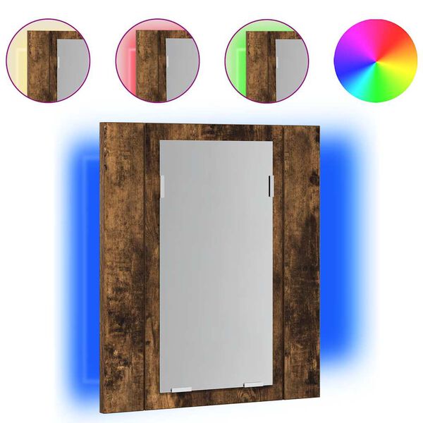 vidaXL Armoire &agrave; miroir LED de salle de bain ch&ecirc;ne fum&eacute; 40x12x45 cm