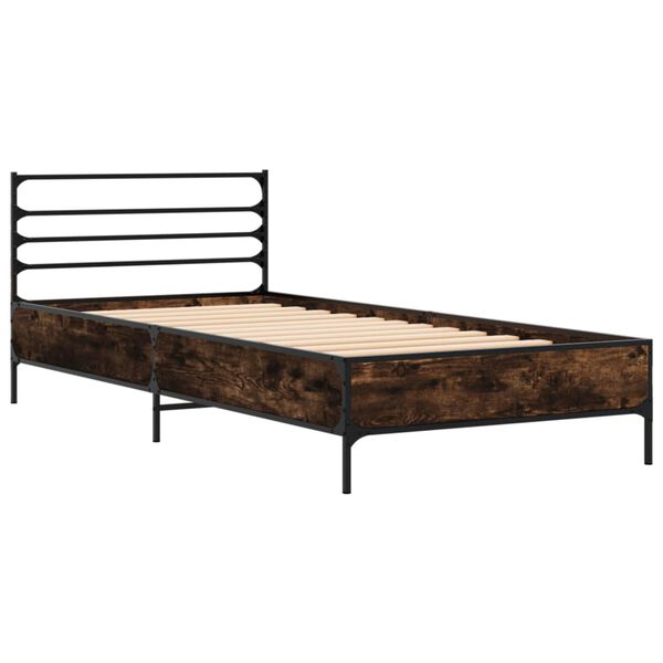 vidaXL Cadre de lit sans matelas ch&ecirc;ne fum&eacute; 90x190 cm