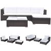 vidaXL Salon de jardin 5 pcs avec coussins r&eacute;sine tress&eacute;e marron