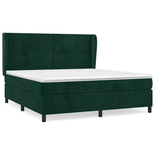 vidaXL Sommier &agrave; lattes de lit et matelas Vert fonc&eacute; 180x200cm Velours