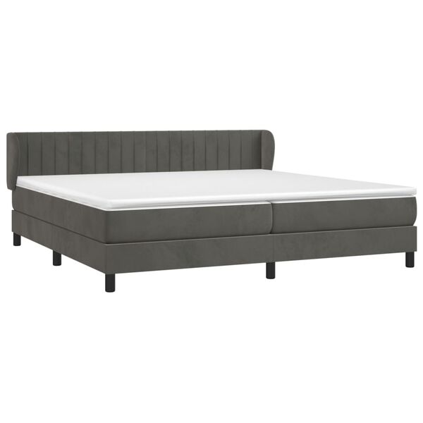 vidaXL Sommier &agrave; lattes de lit et matelas Gris fonc&eacute; 200x200cm Velours