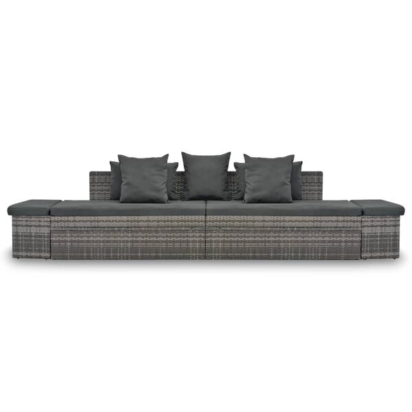 vidaXL Salon de jardin 4 pcs avec coussins Résine tressée Gris