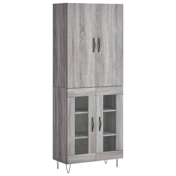 vidaXL Buffet haut Sonoma gris 69,5x34x180 cm Bois d'ing&eacute;nierie