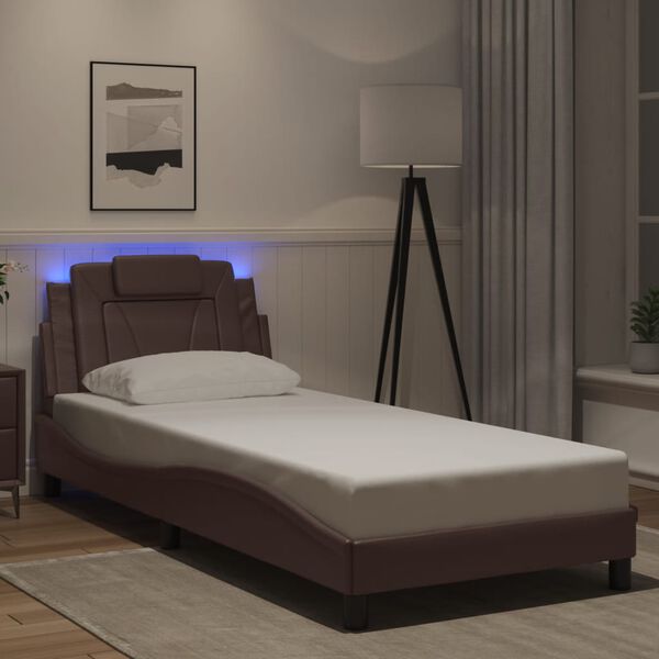 vidaXL Cadre de lit Viana avec LED sans matelas marron 90x190 cm