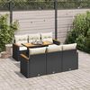 vidaXL Salon de jardin avec coussins 7 pcs noir résine tressée acacia