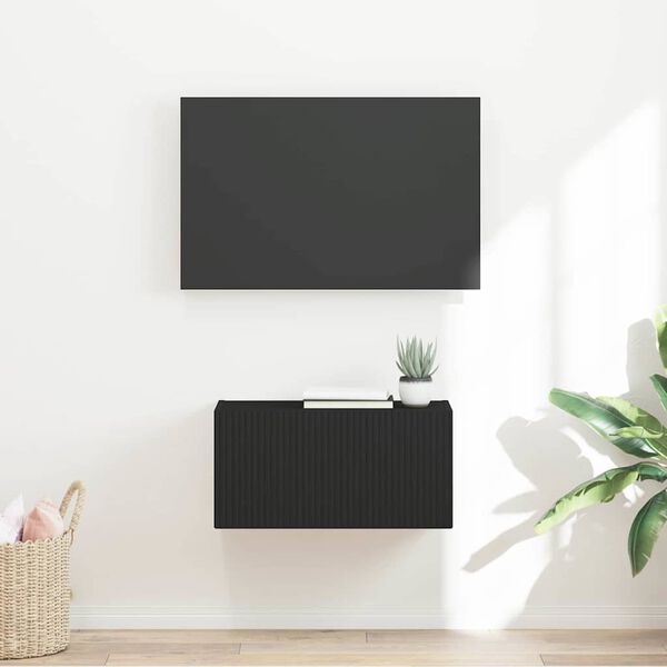 vidaXL Meuble TV mural Noir 60 x 31 x 29.5 cm Bois d'ing&eacute;nierie