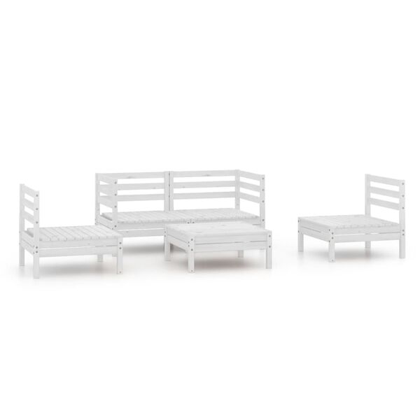 vidaXL Salon de jardin 5 pcs Blanc Bois de pin massif