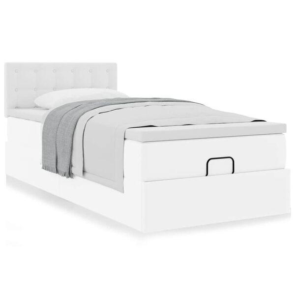 VidaXL Lit ottoman avec matelas blanc 90x190 cm similicuir