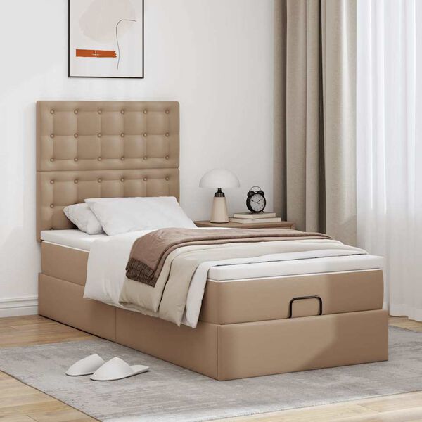 VidaXL Cadre de lit ottoman et matelas cappuccino 90x190 cm similicuir