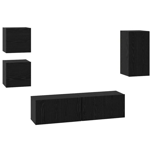 vidaXL Ensemble meuble TV 5 pcs Ch&ecirc;ne noir Bois d'ing&eacute;nierie