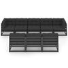 vidaXL Salon de jardin 8 pcs avec coussins Noir Bois de pin massif