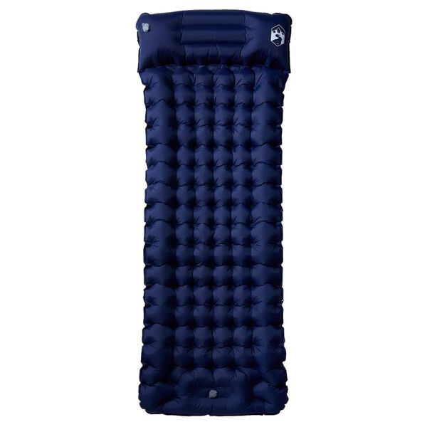 vidaXL Matelas de camping autogonflant oreiller 1 personne bleu marine