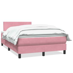 vidaXL Sommier &agrave; lattes de lit avec matelas rose 120x210 cm velours