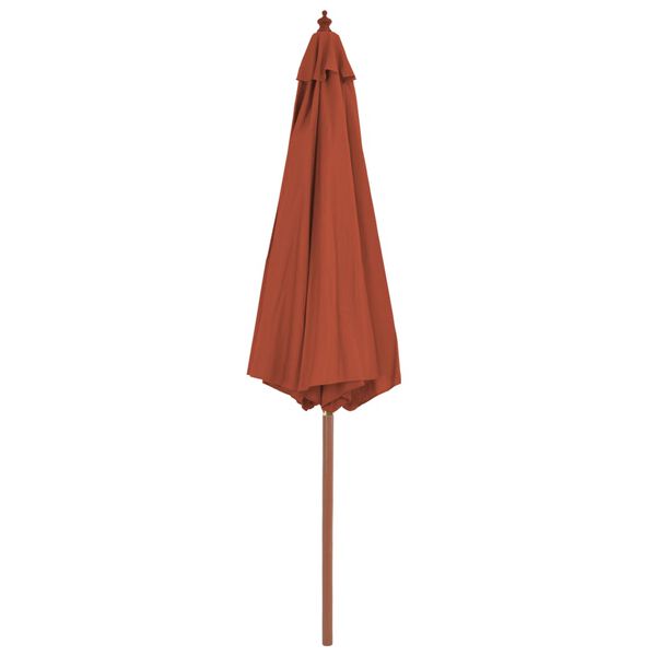 vidaXL Parasol d'ext&eacute;rieur avec m&acirc;t en bois 300 cm terre cuite