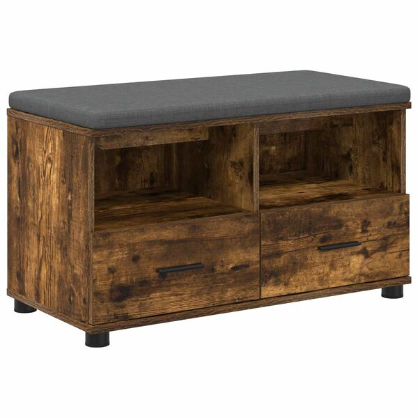 vidaXL Banc d'entr&eacute;e avec coussin Ch&ecirc;ne fum&eacute; 80 x 38 x 46 cm