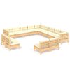vidaXL Salon de jardin 13 pcs avec coussins cr&egrave;me Bois de pin massif