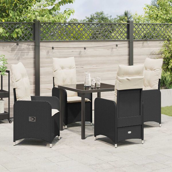 vidaXL Ensemble de salle à manger pour jardin 5 pcs Noir Poly rotin