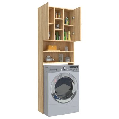 Meuble machine à laver Meuble pour WC Chêne sonoma 64x25,5x190 cm
